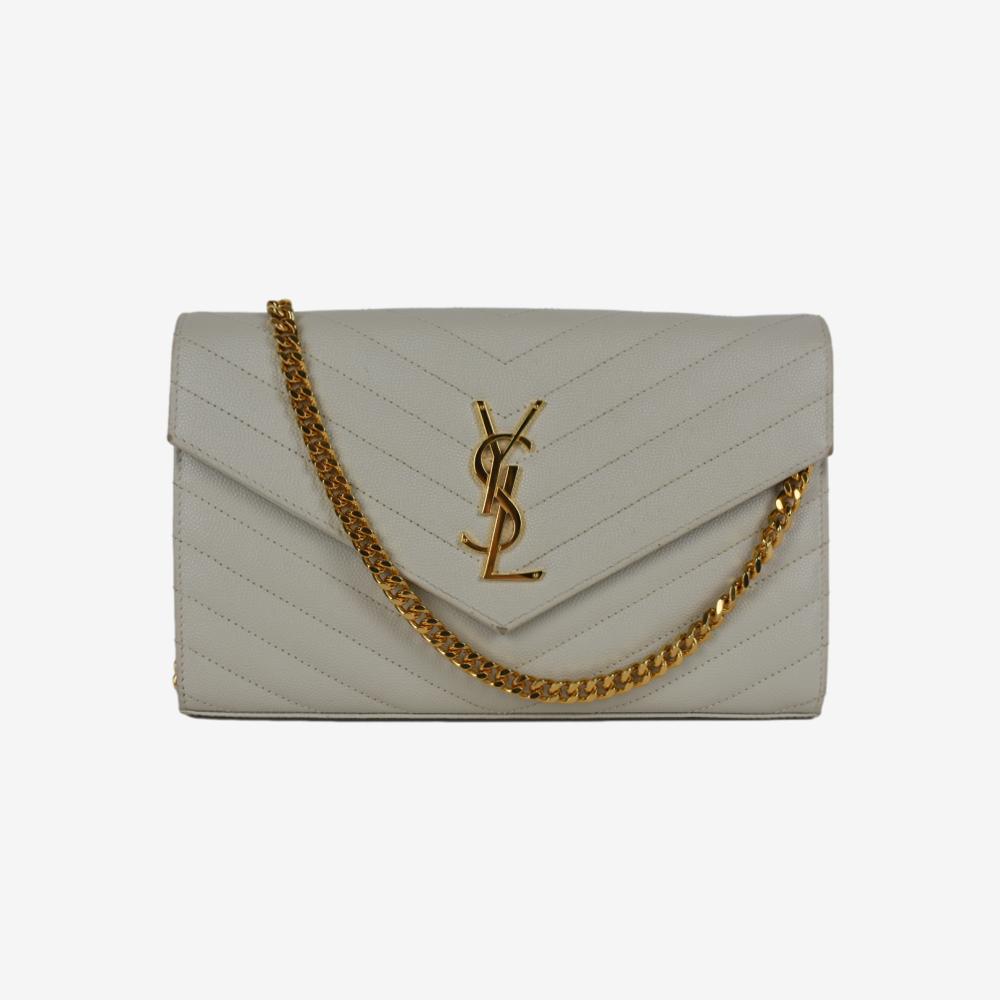 Saint Laurent Chain Wallet Poudre Off white