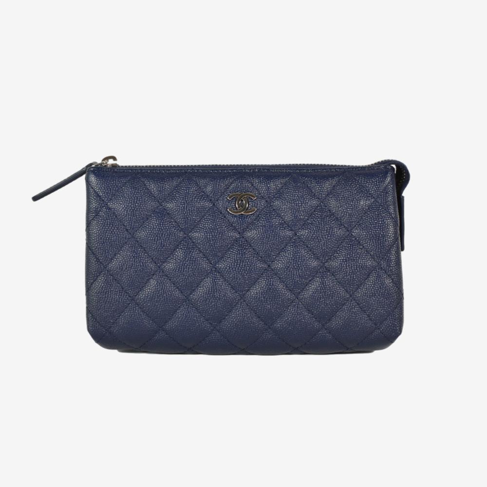 Chanel Navy Blue Caviar Pouch