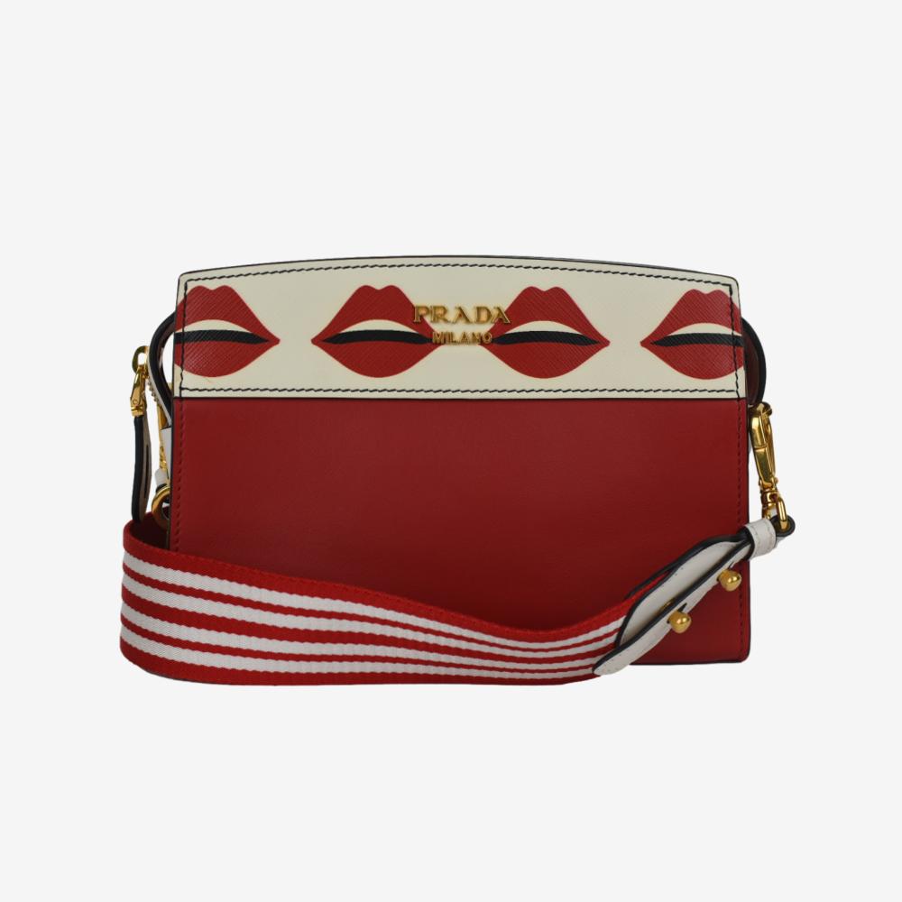 Prada Esplanade Saffiano Lip Print Crossbody Bag