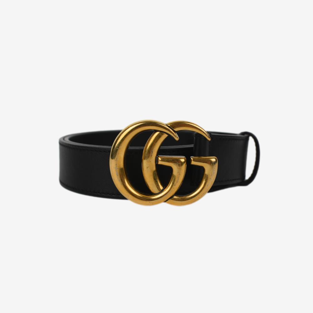 Gucci GG Buckle Gold Black Belt