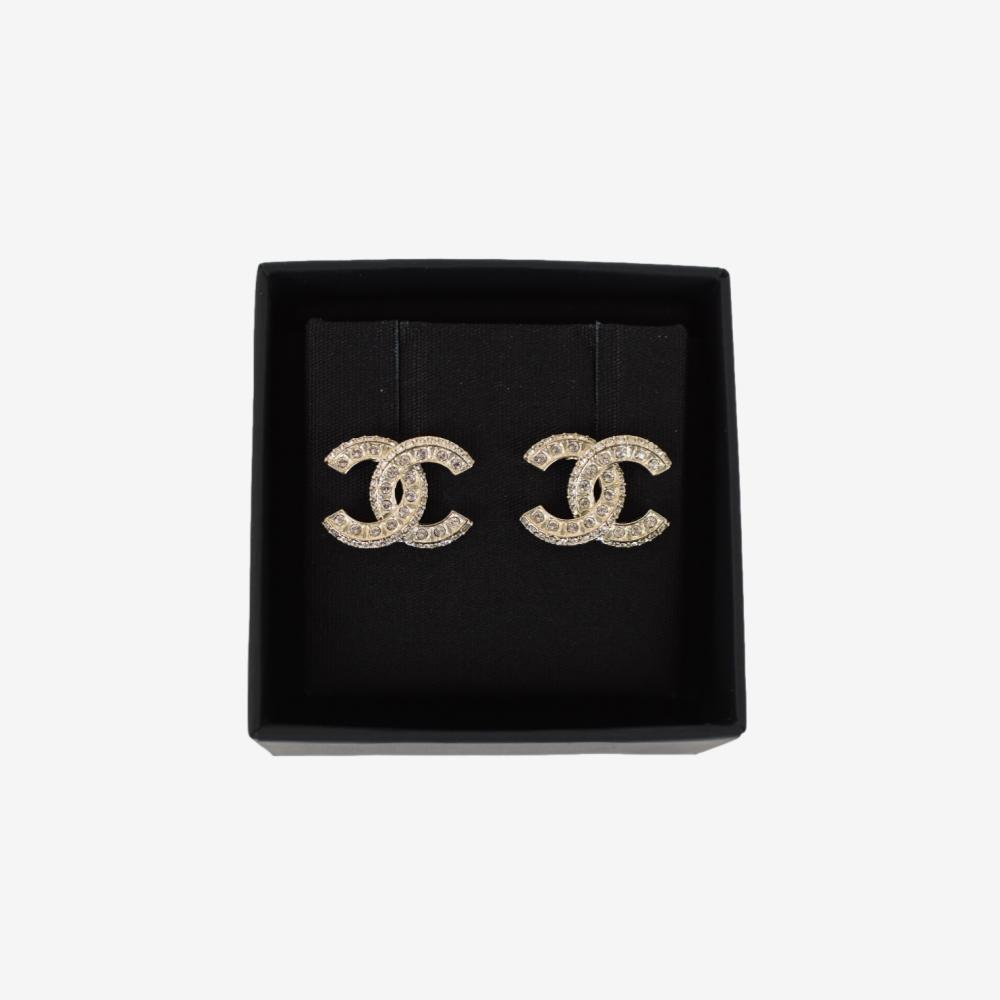Chanel CC Crystal stud earrings A23 V