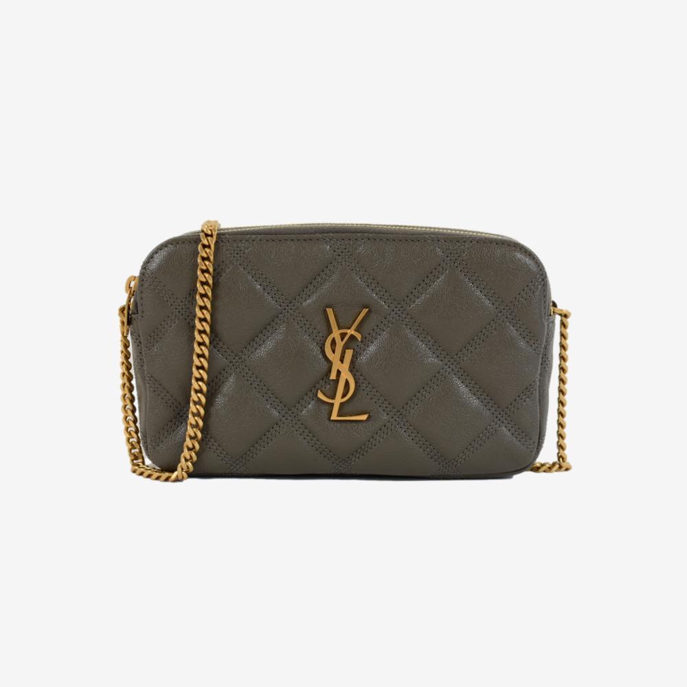 Saint Laurent Becky Double Zip Pouch Taupe