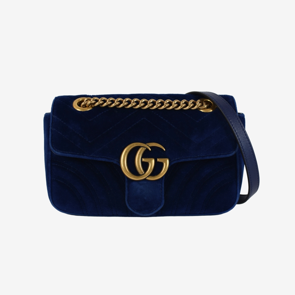 Gucci GG Mini Marmont Velvet Blue