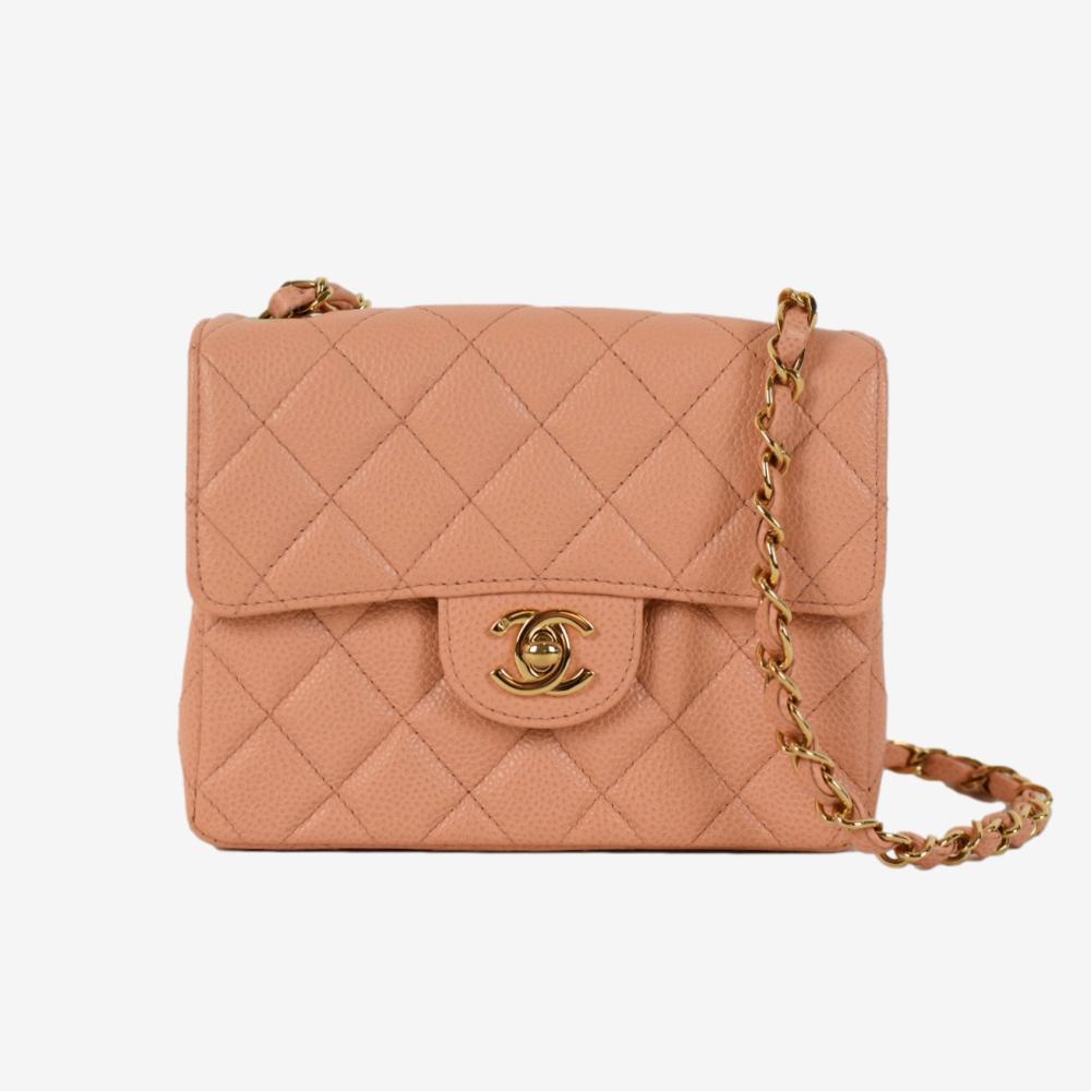 Chanel Mini Square Salmon Caviar flap bag