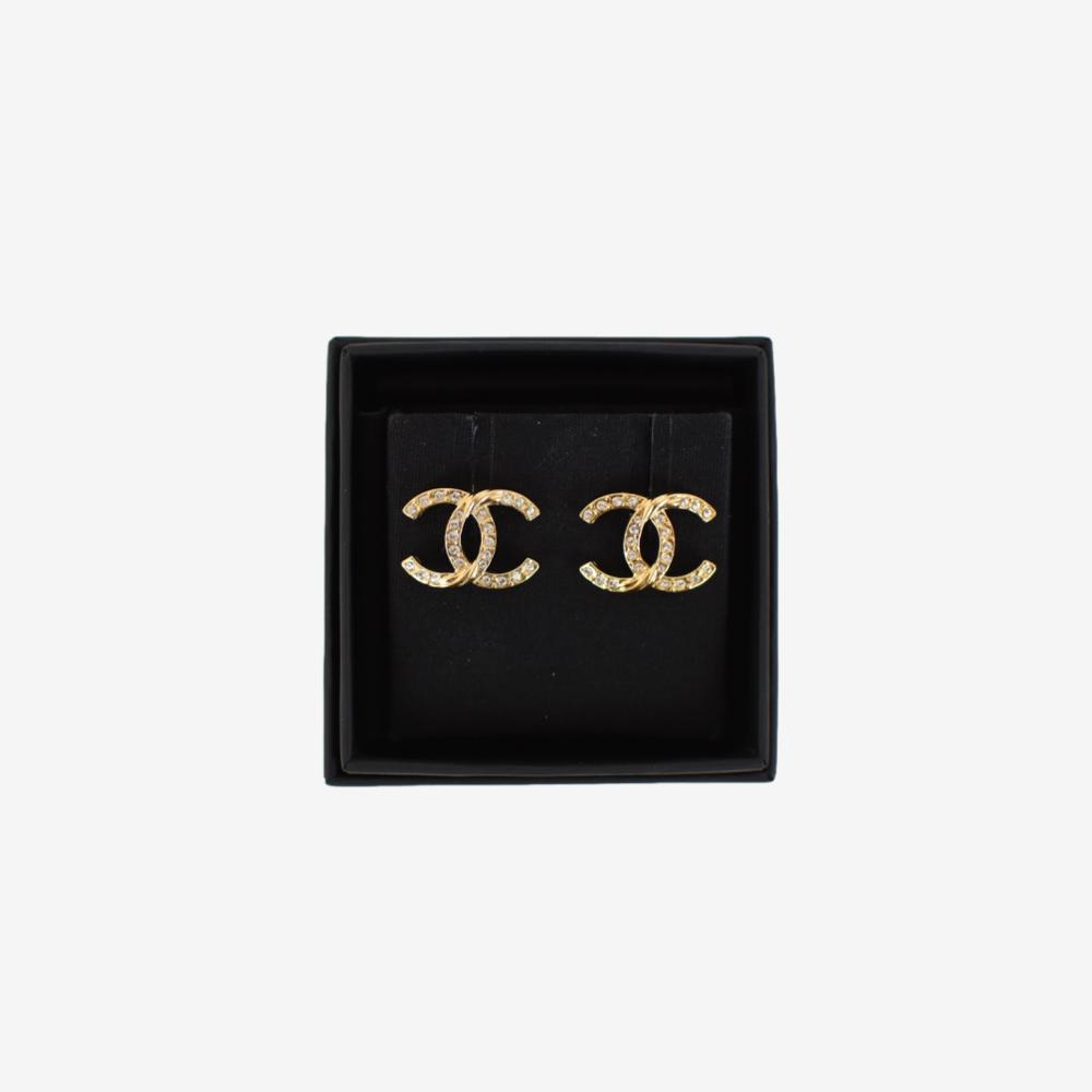 Chanel CC stud earrings crystals A23 C
