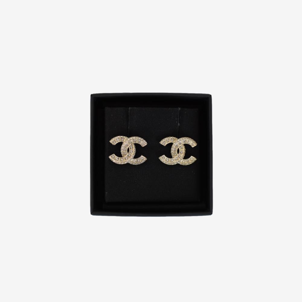 Chanel CC Crystal stud earrings A23 V