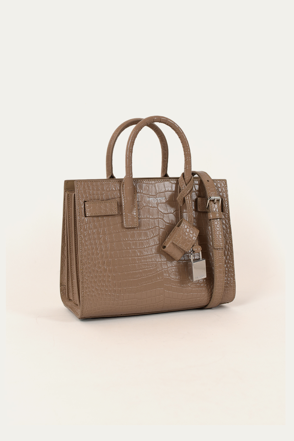 Saint Laurent Sac De Jour Nano Taupe Croc