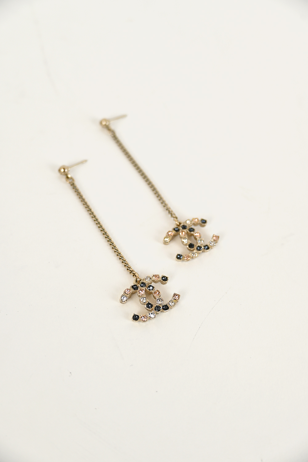 Chanel CC Crystal Drop Earrings