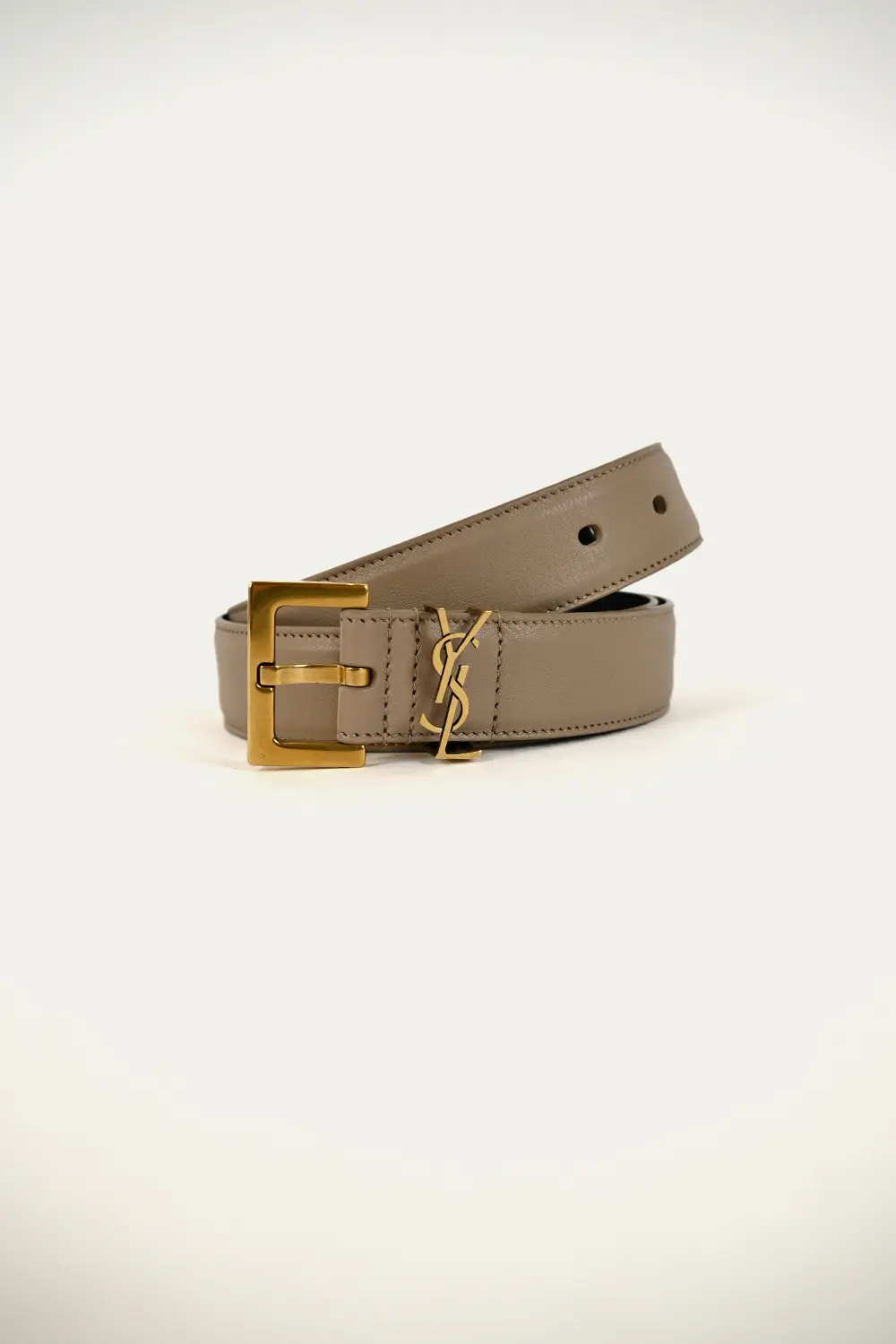 Saint Laurent Cassandre Belt Dark beige