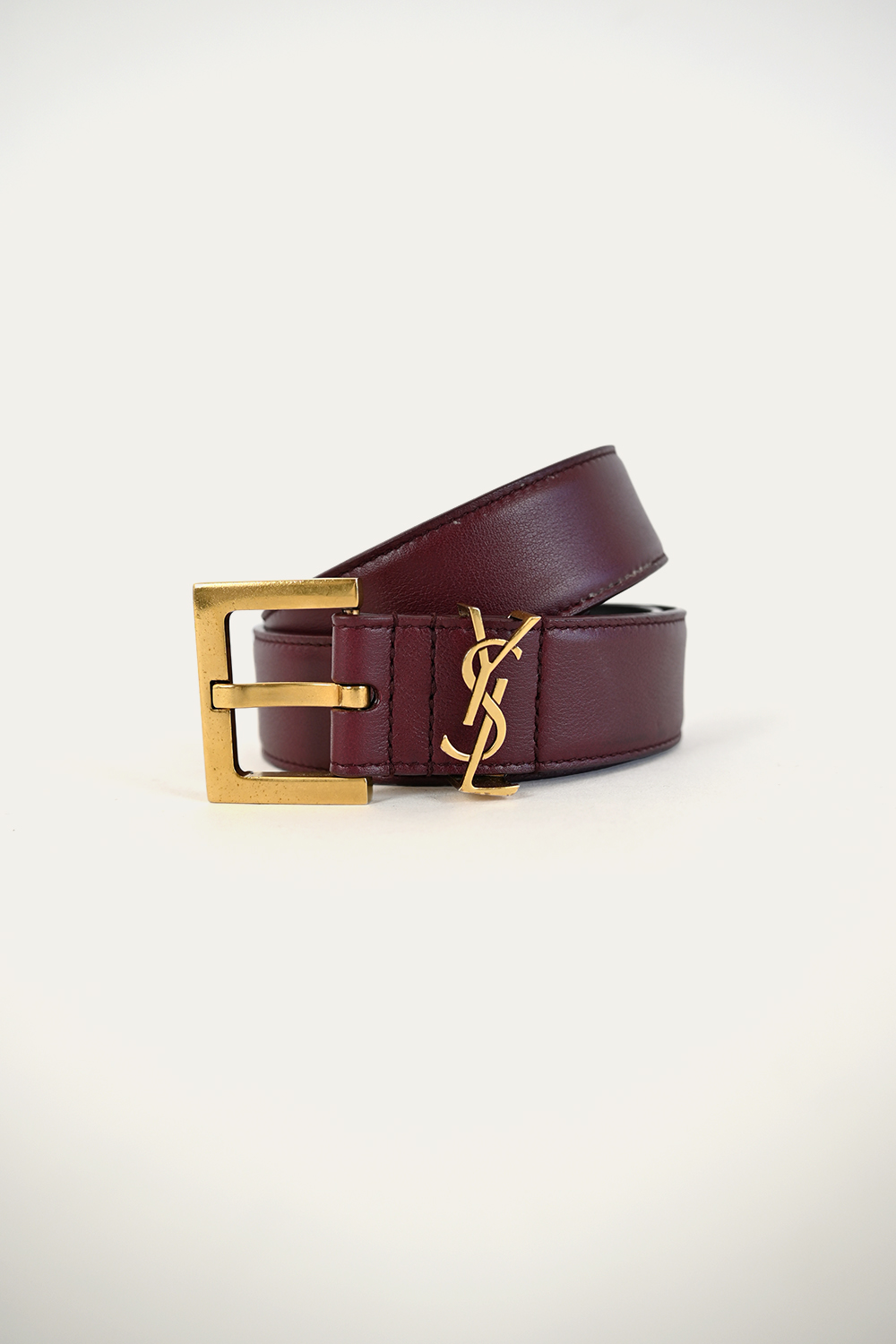 Saint Laurent Cassandre Belt Burgundy