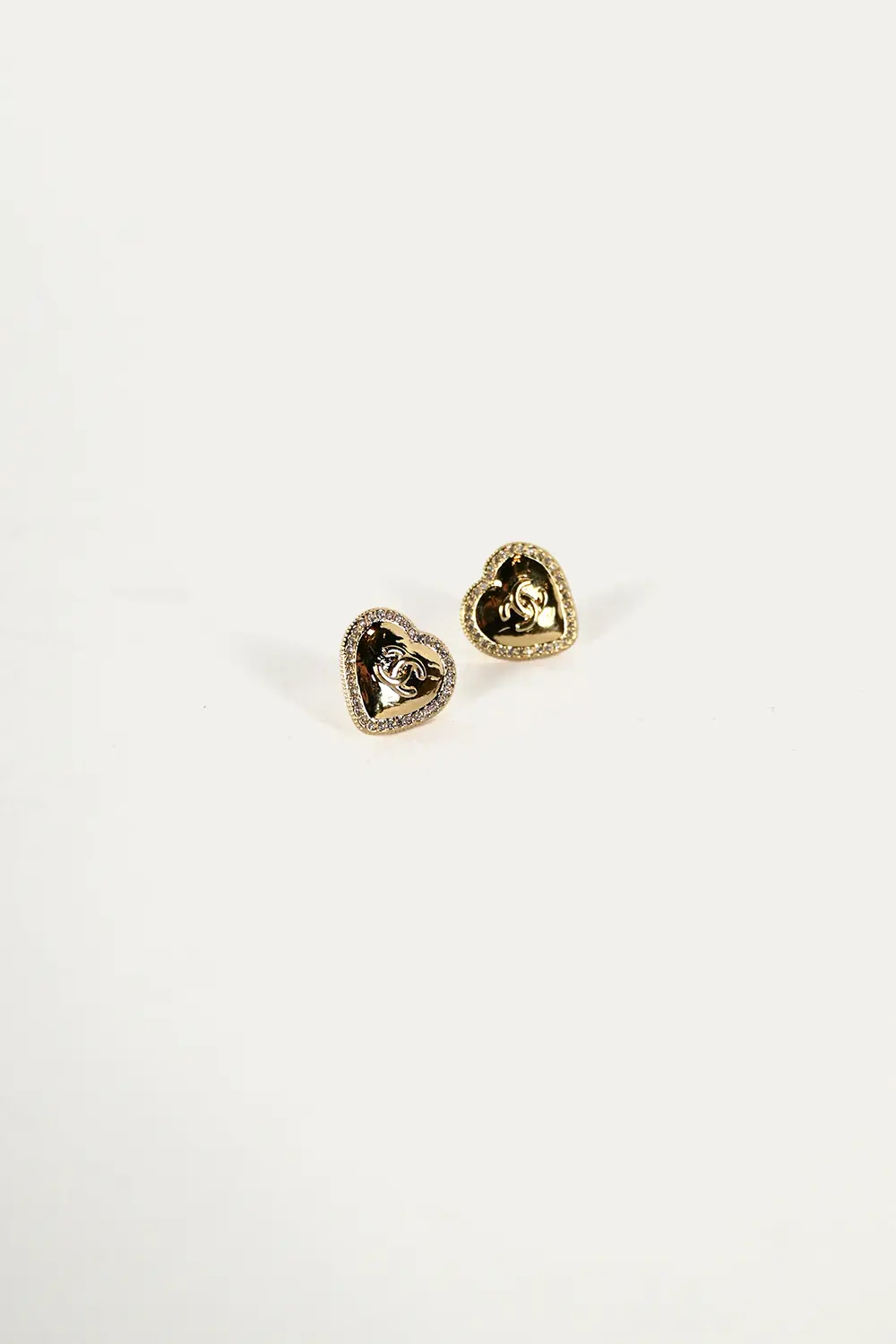 Chanel CC Heart Crystal Earrings A23 A
