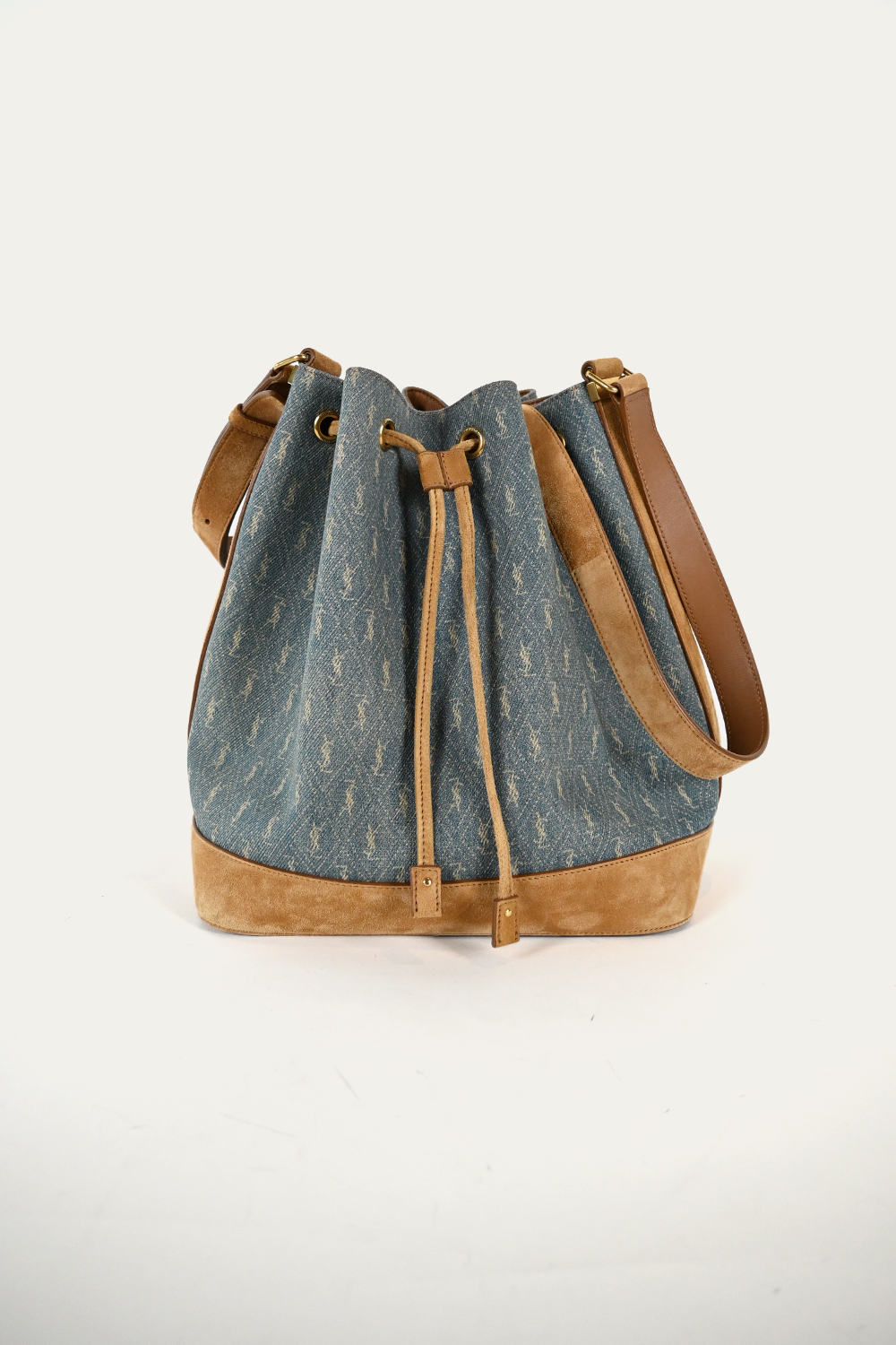 Saint Laurent Denim Monogram Bucket bag