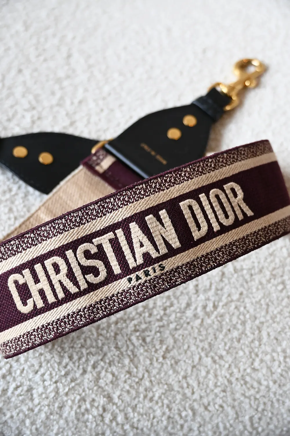 Dior Guitar Strap Embroidery Burgundy