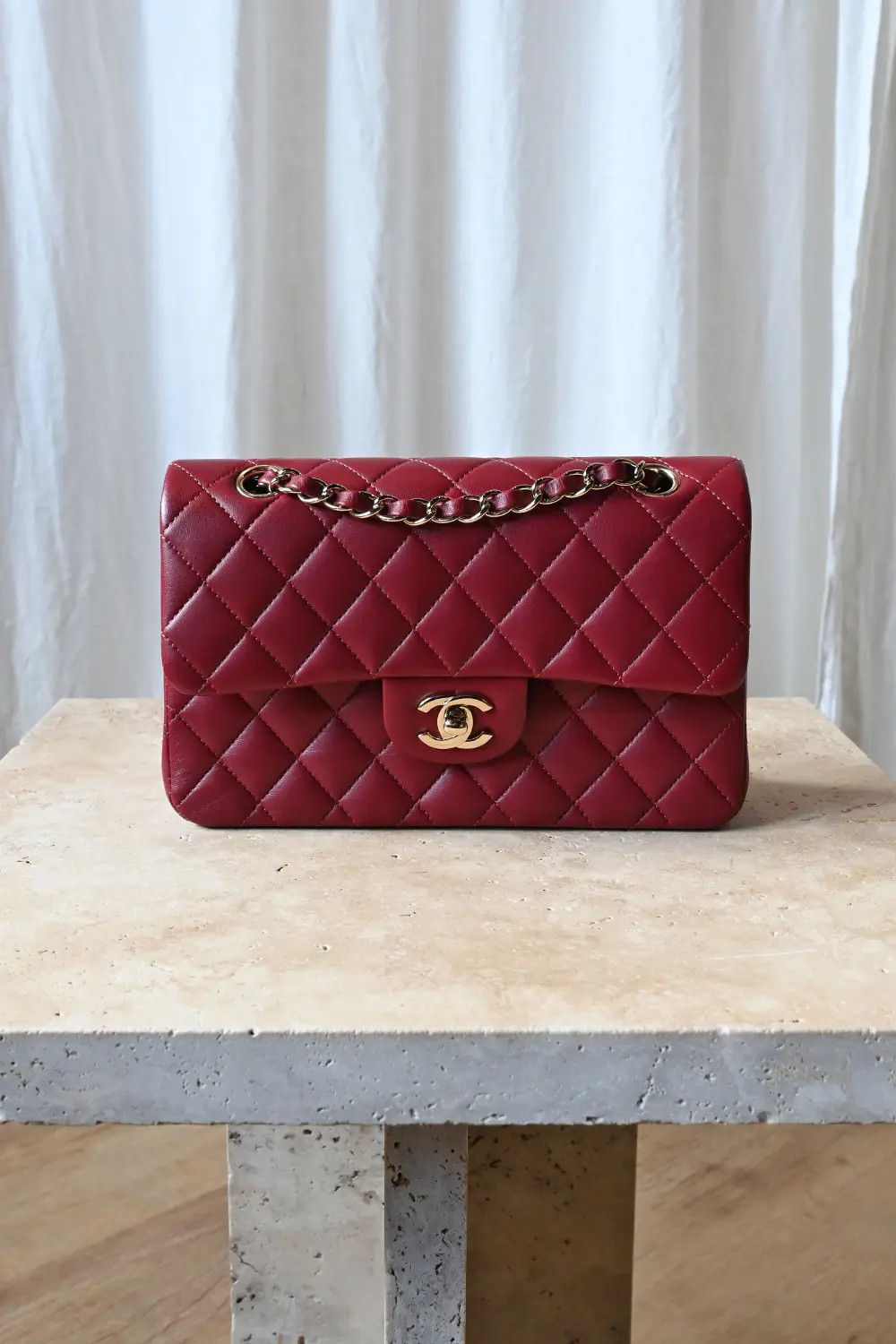 Chanel Timeless Small burgundy flap bag