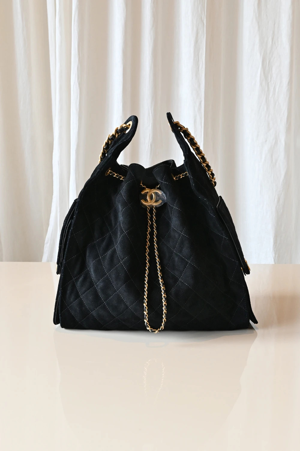 Chanel 25 medium suede bag