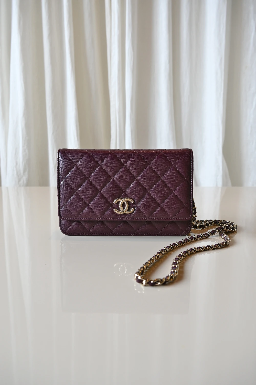 Chanel wallet on chain | burgundy